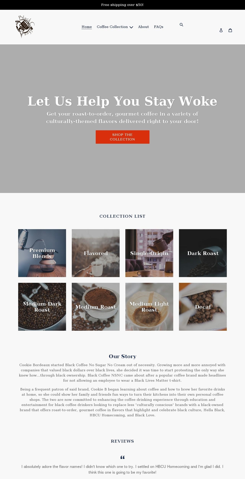 blackcoffeenosnoc.com shopify website screenshot