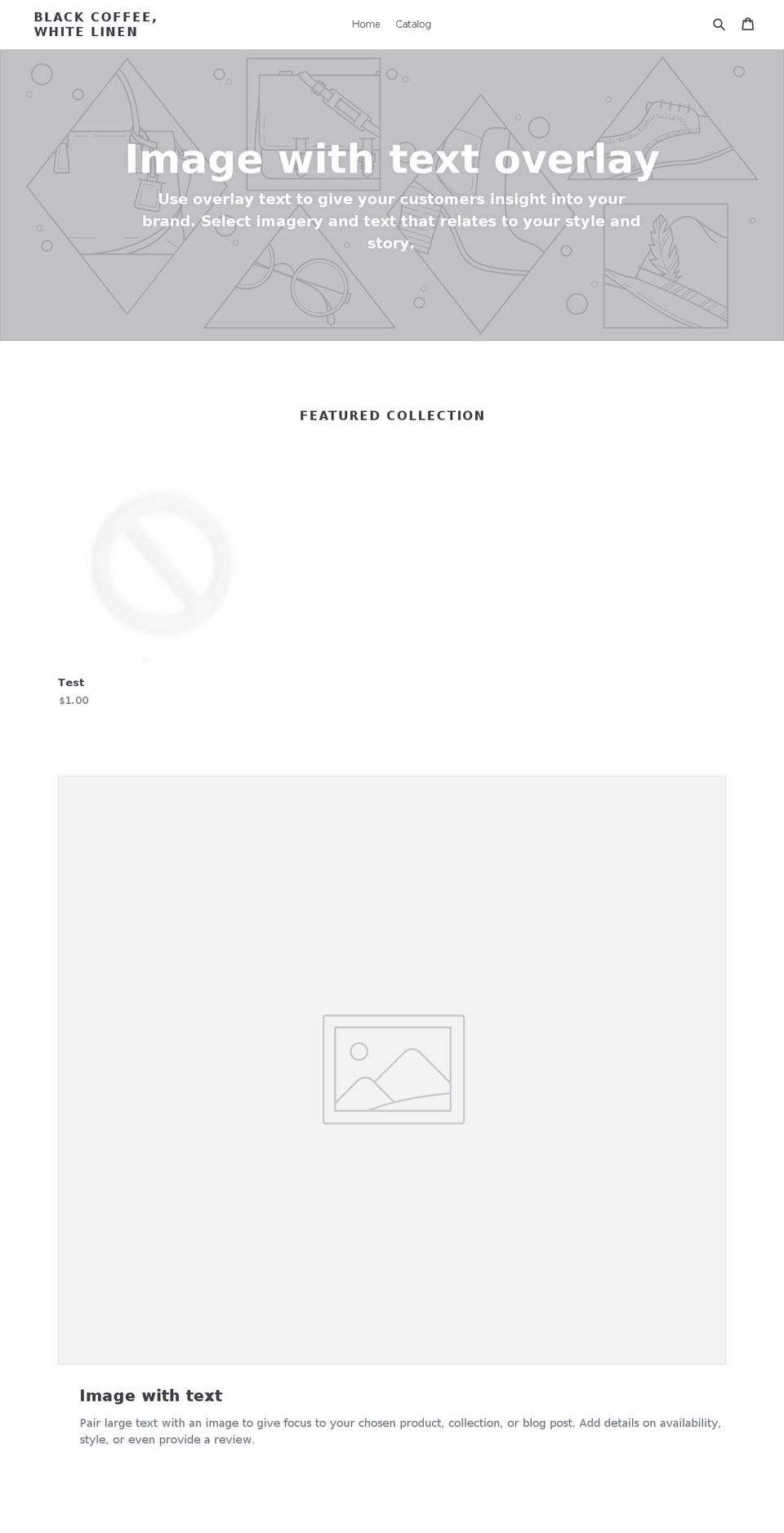 blackcoffeewhitelinen.com shopify website screenshot