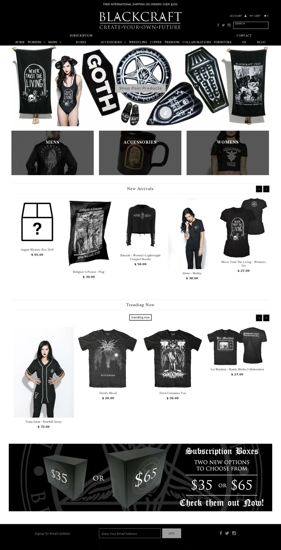 blackcraft-cult.myshopify.com — Shopify storefront screenshot
