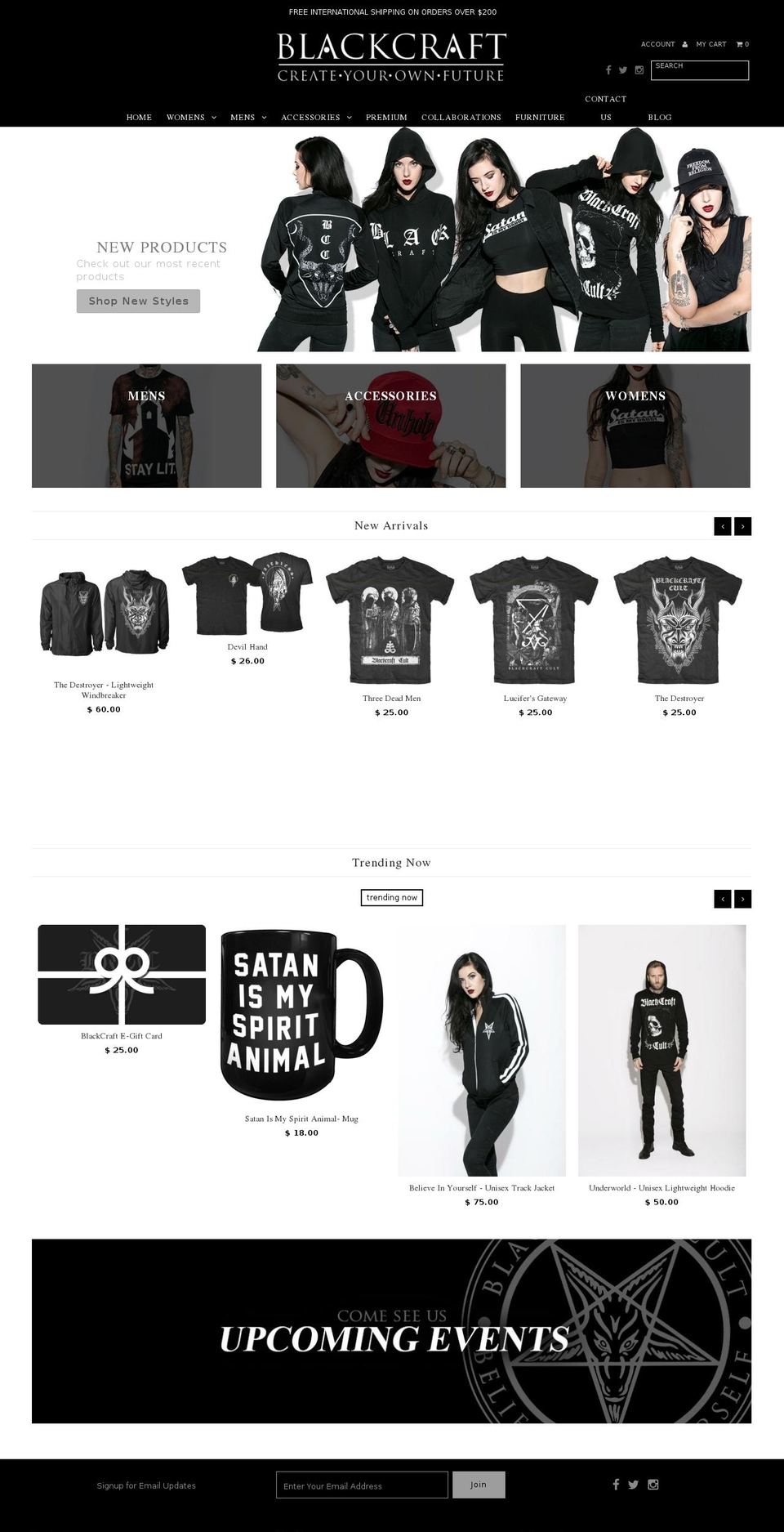 blackcraftcult.com shopify website screenshot