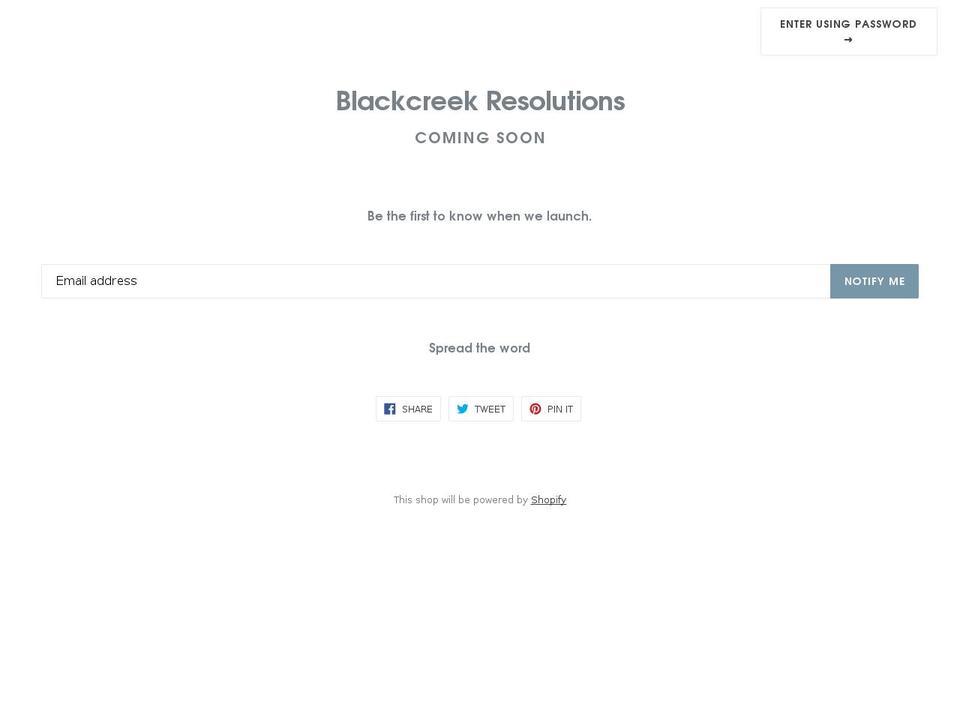 blackcreekresolutions.com shopify website screenshot