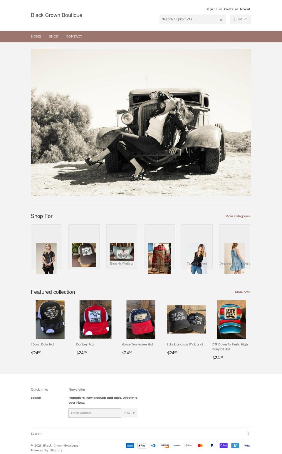 blackcrownboutique.com shopify website screenshot
