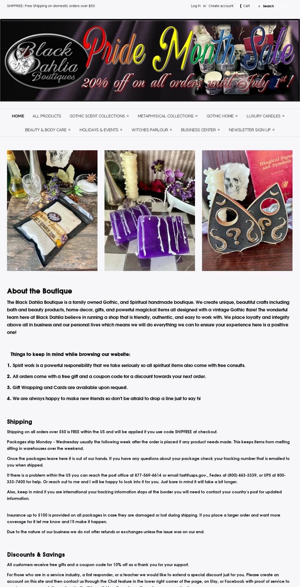 blackdahliaboutiques.com — Shopify storefront screenshot