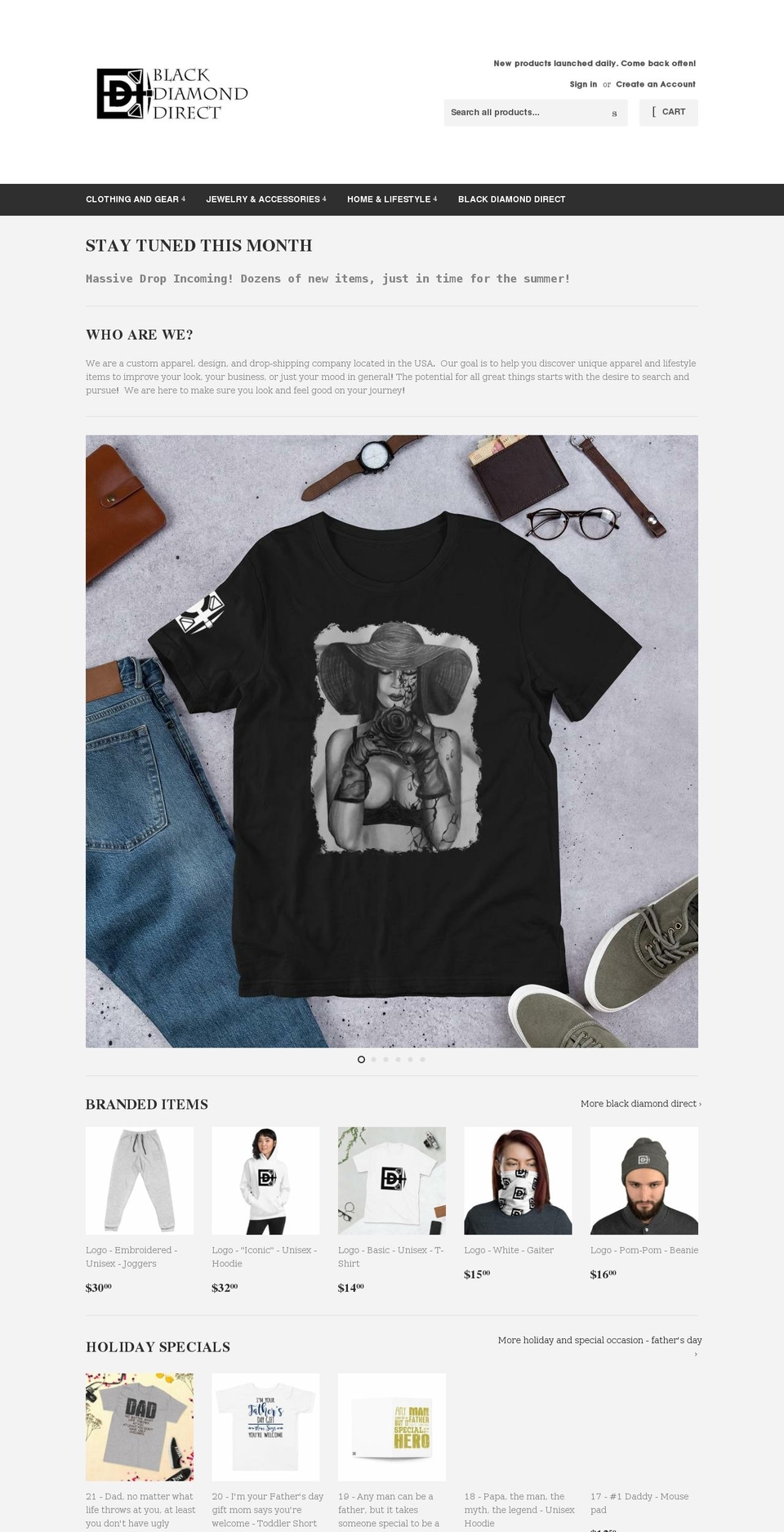 blackdiamonddirect.net shopify website screenshot