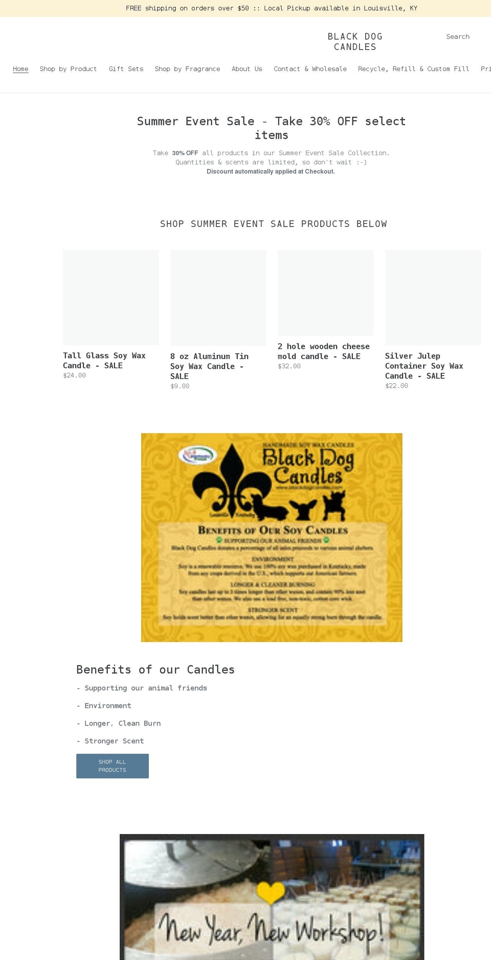 blackdogcandles.com shopify website screenshot