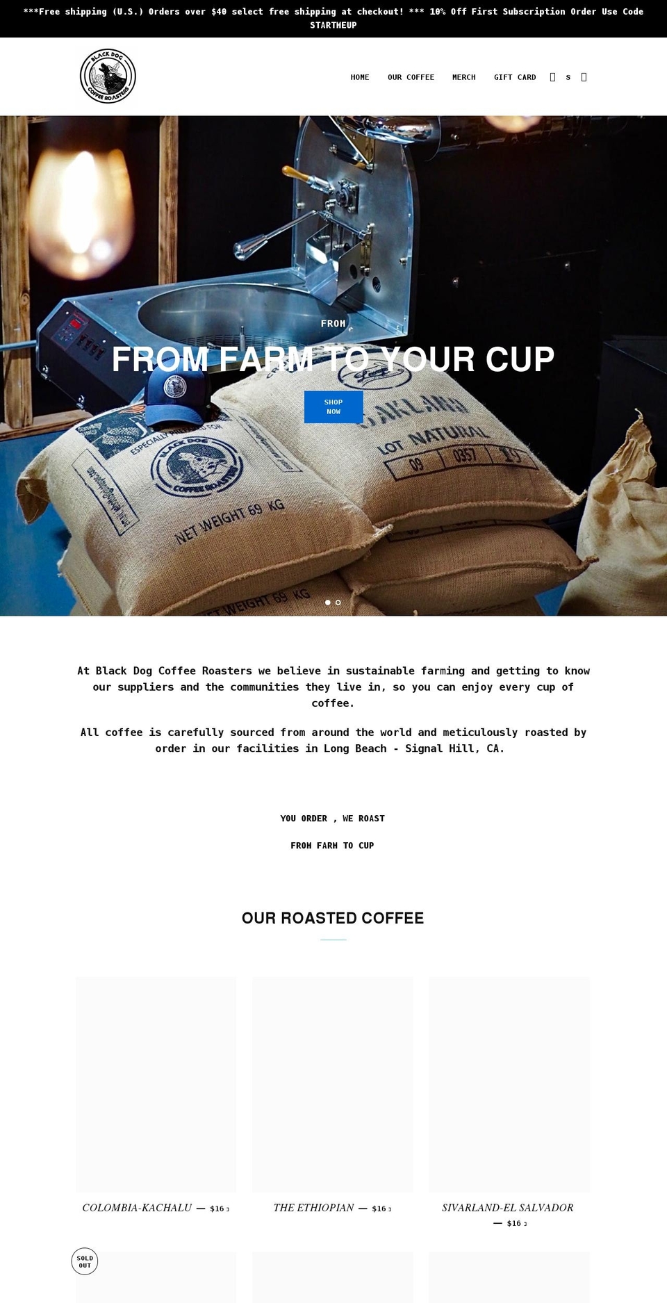 blackdogcoffeeroasters.com shopify website screenshot