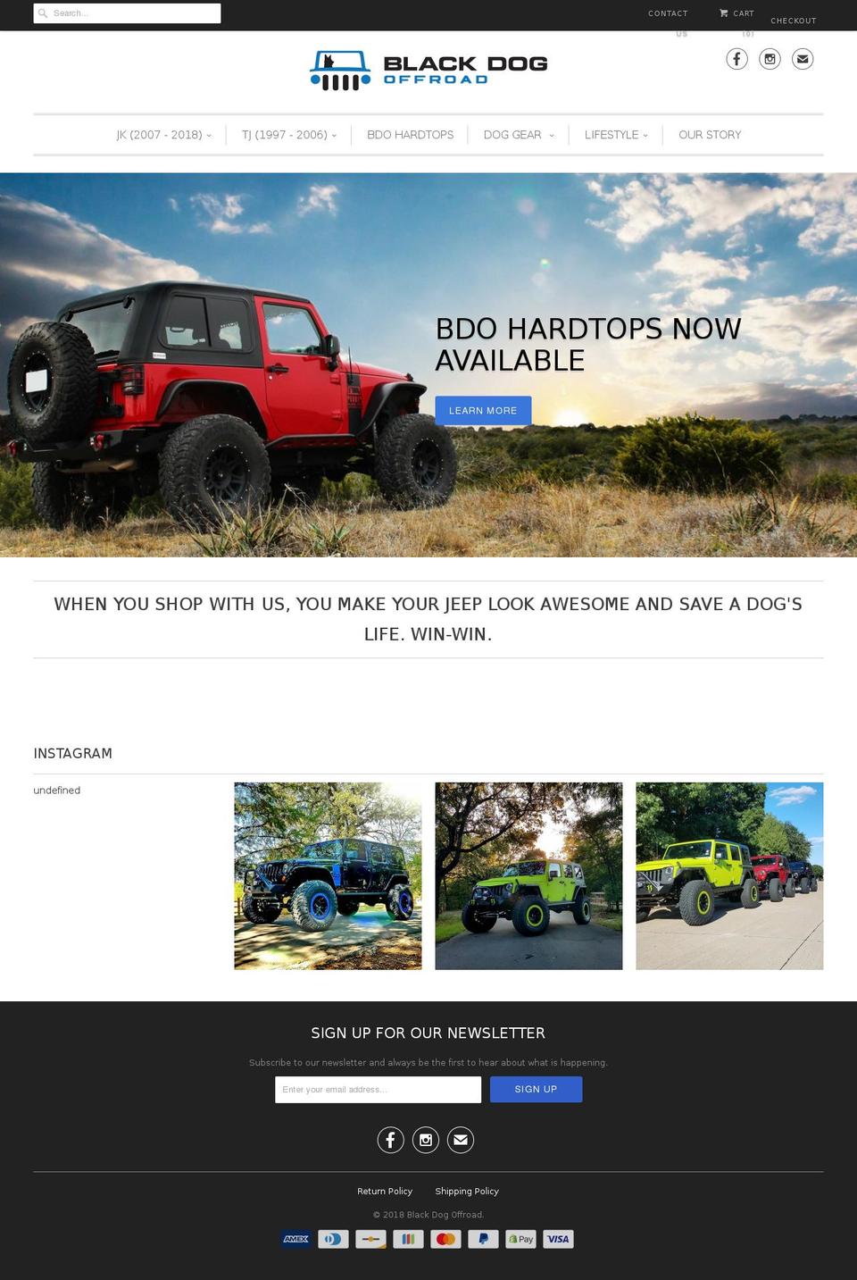 blackdogoffroad.org shopify website screenshot