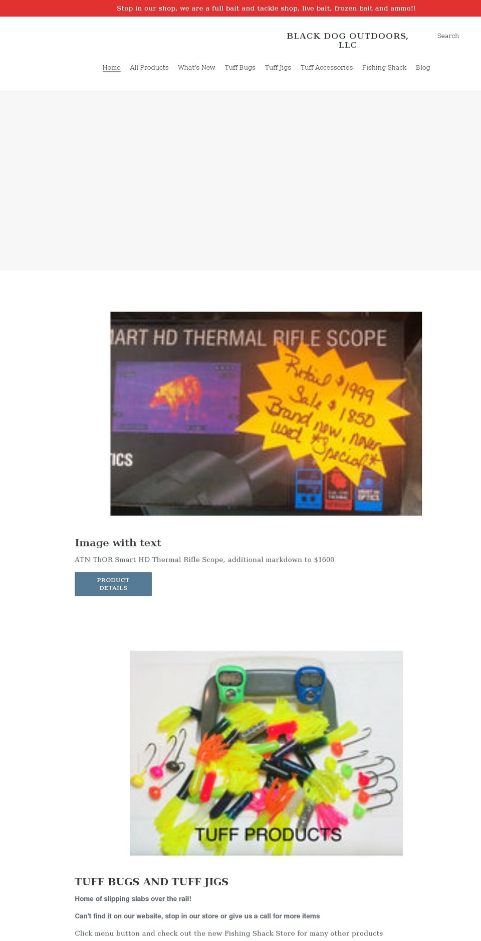blackdogoutdoorsllc.com shopify website screenshot
