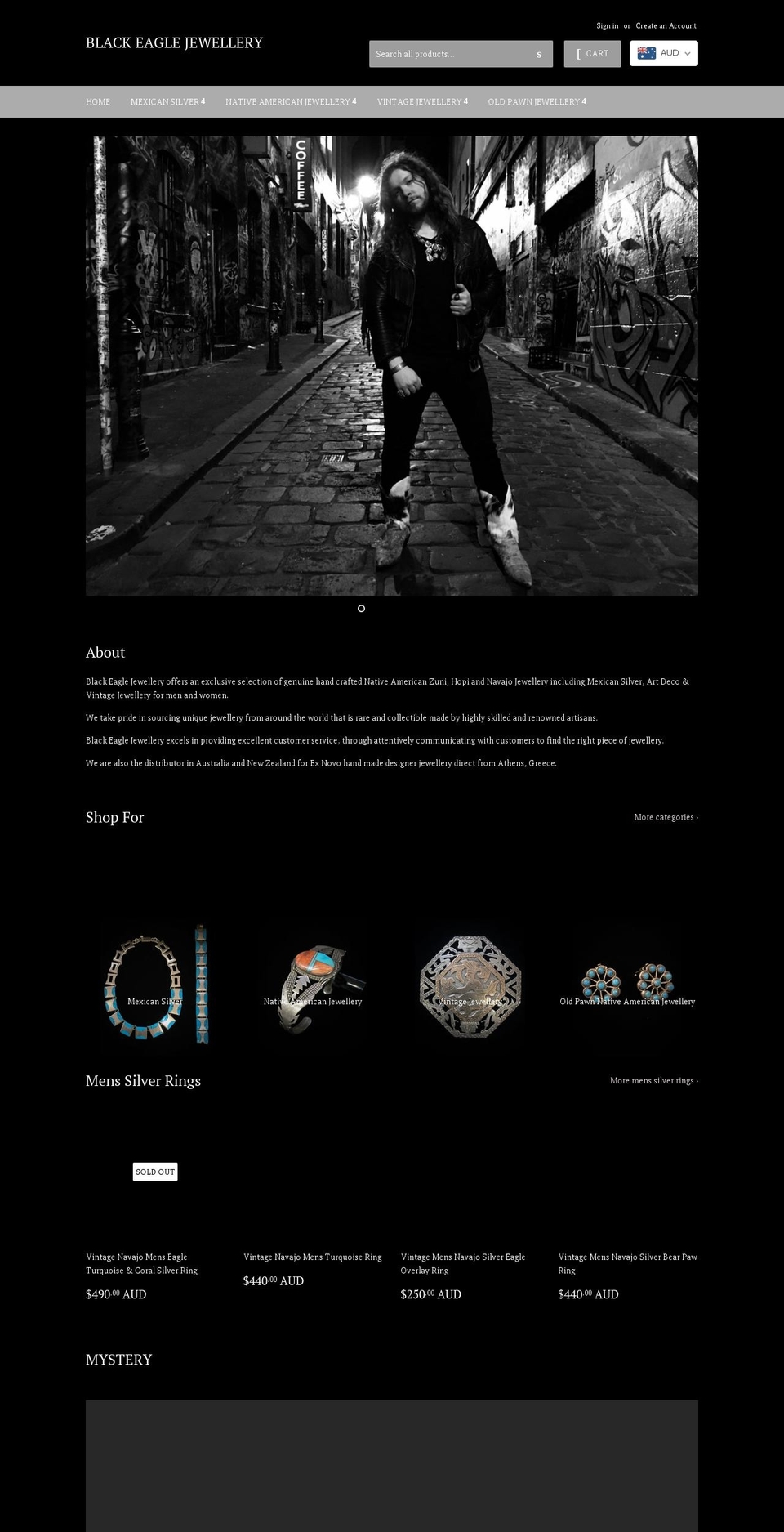 blackeaglejewellery.com.au shopify website screenshot