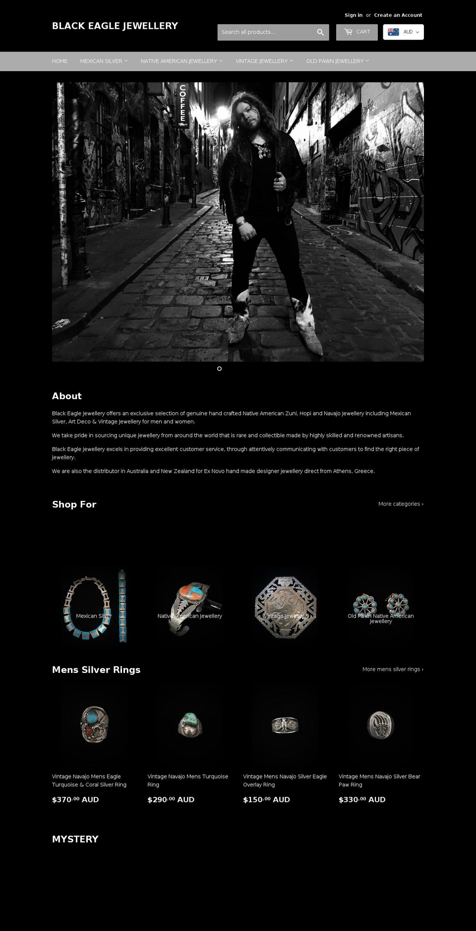 blackeaglejewellery.com — Shopify storefront screenshot