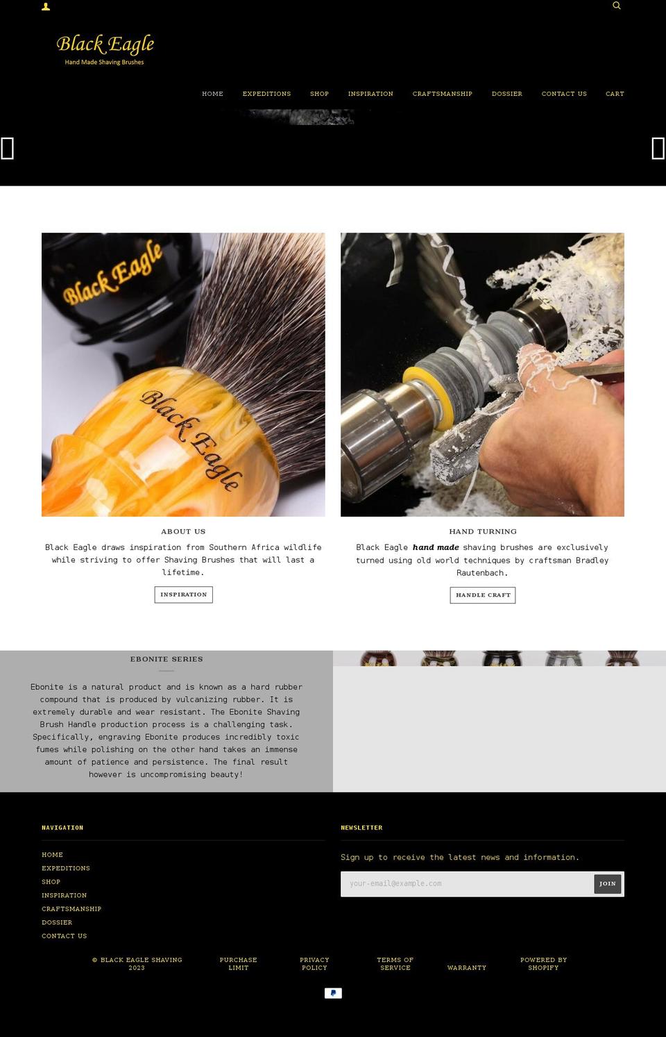 blackeagleshaving.com shopify website screenshot