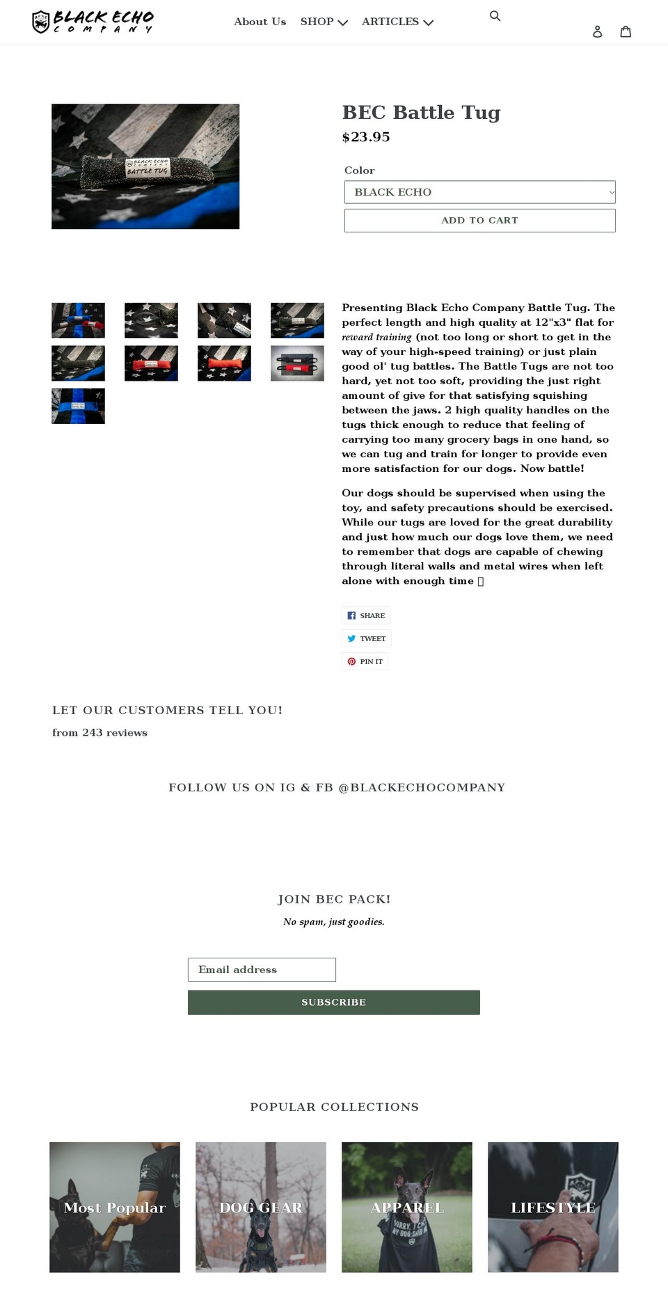 blackechocompany.com shopify website screenshot
