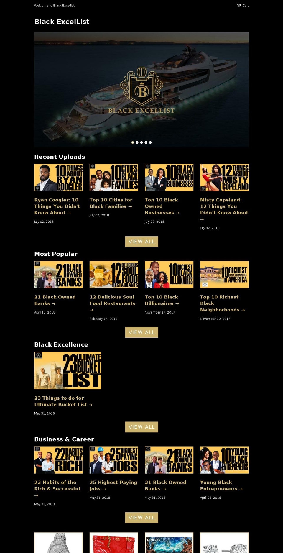 blackexcellist.com shopify website screenshot