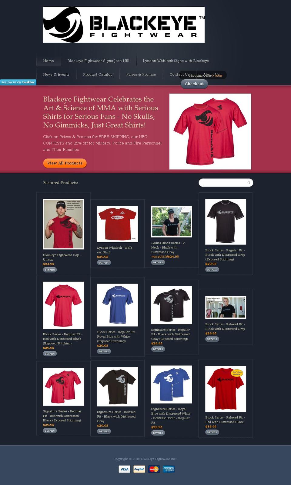 blackeyefightwear.ca shopify website screenshot