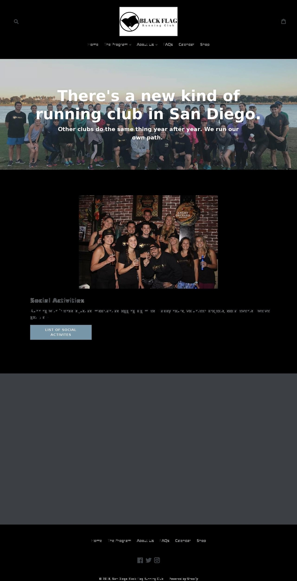 blackflagrunningclub.com — Shopify storefront screenshot
