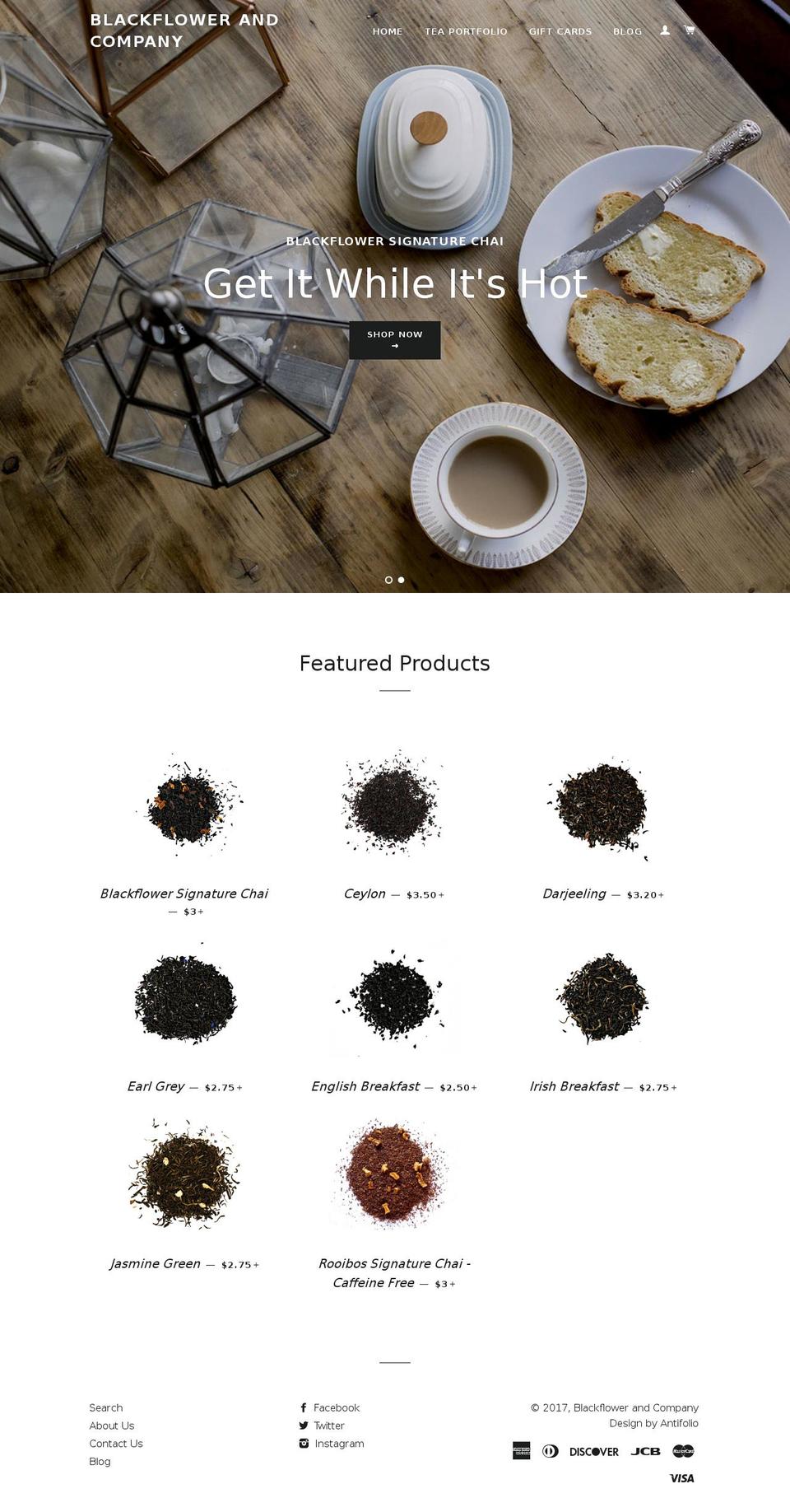blackflowertea.com shopify website screenshot
