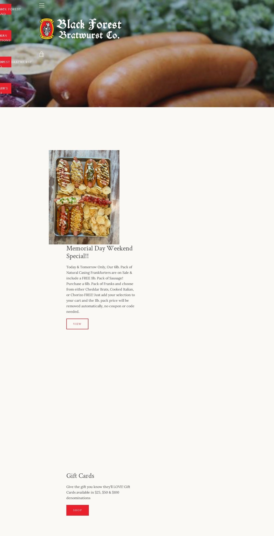 blackforestbrats.com — Shopify storefront screenshot