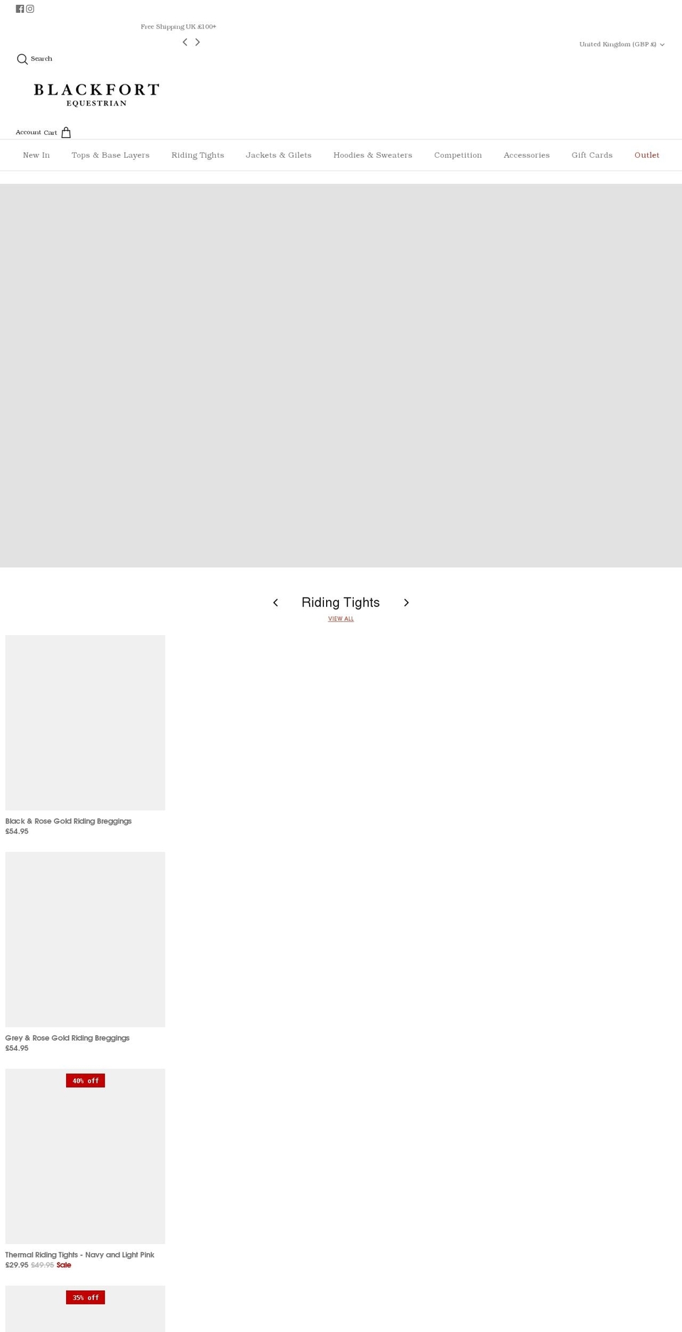 blackfortequestrian.com shopify website screenshot