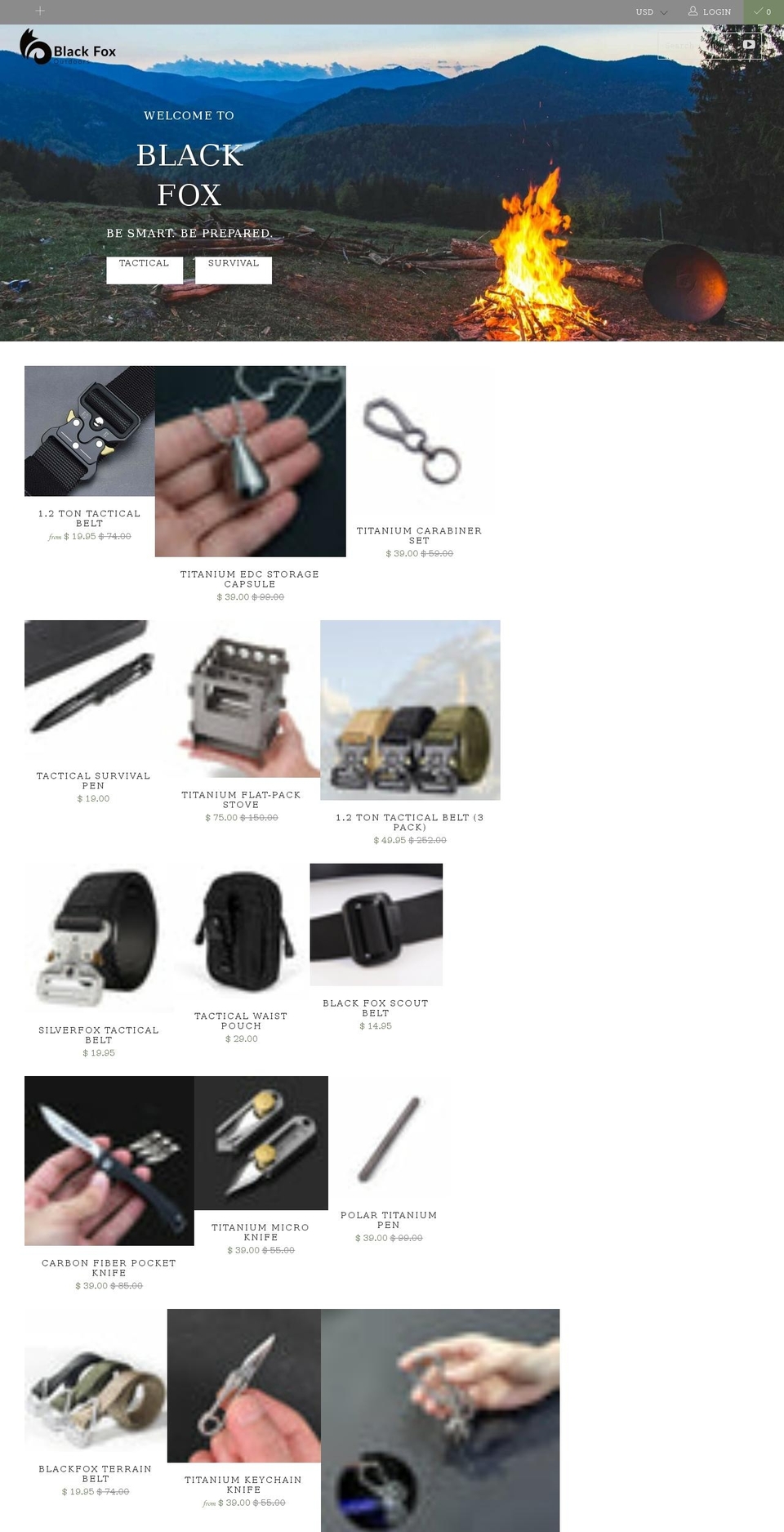 blackfoxoutdoors.com shopify website screenshot
