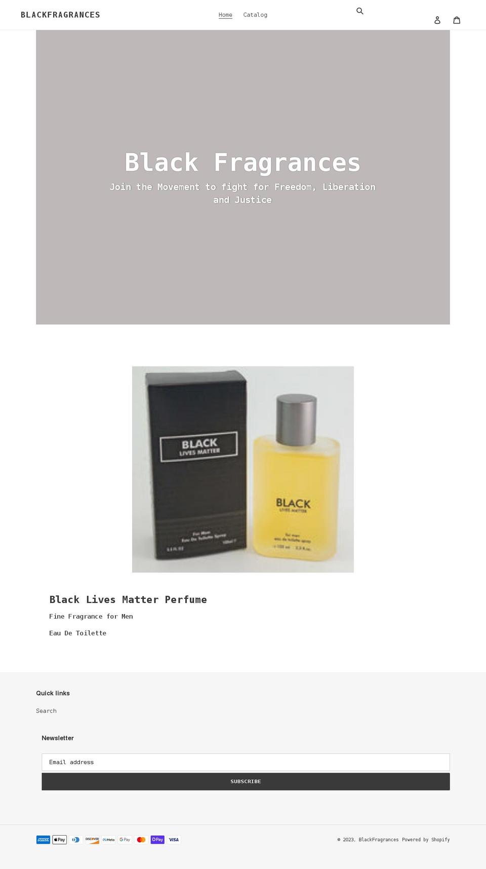 blackfragrances.com shopify website screenshot