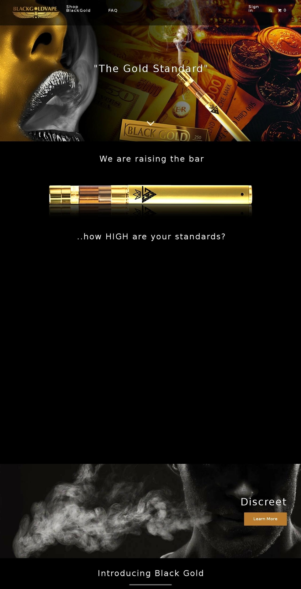 blackgoldvape.com shopify website screenshot