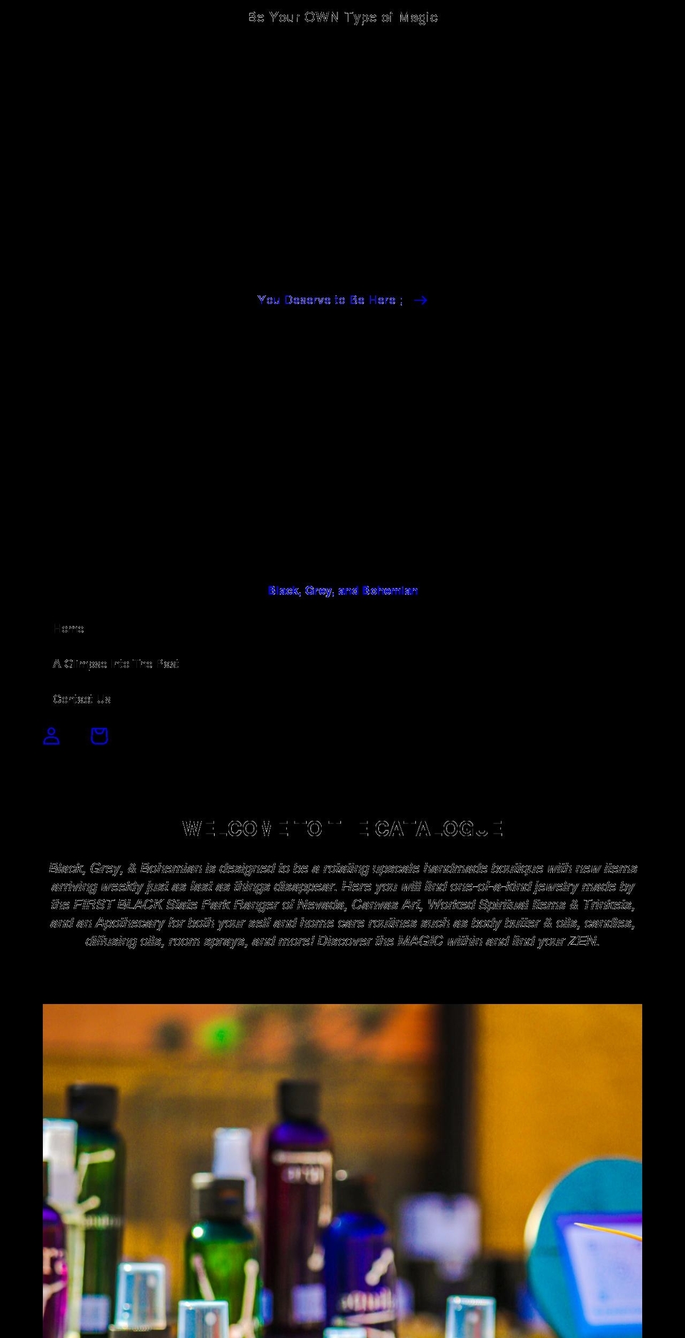 blackgreybohemian.com shopify website screenshot