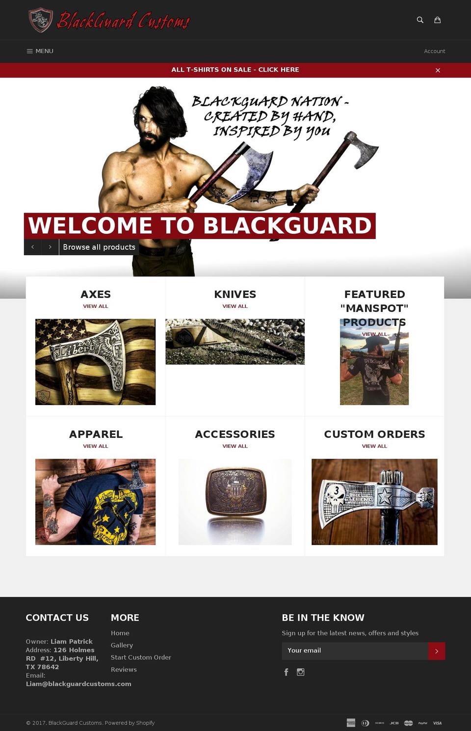 blackguardcustoms.com shopify website screenshot
