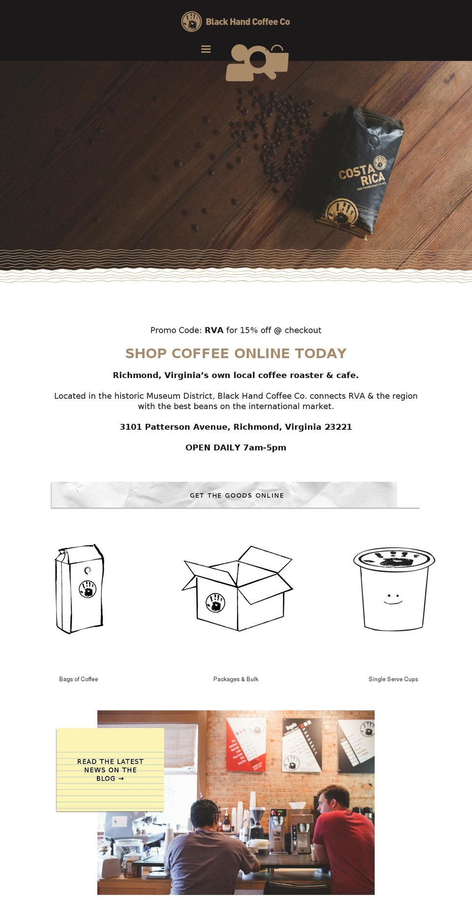 blackhandcoffeeco.com shopify website screenshot