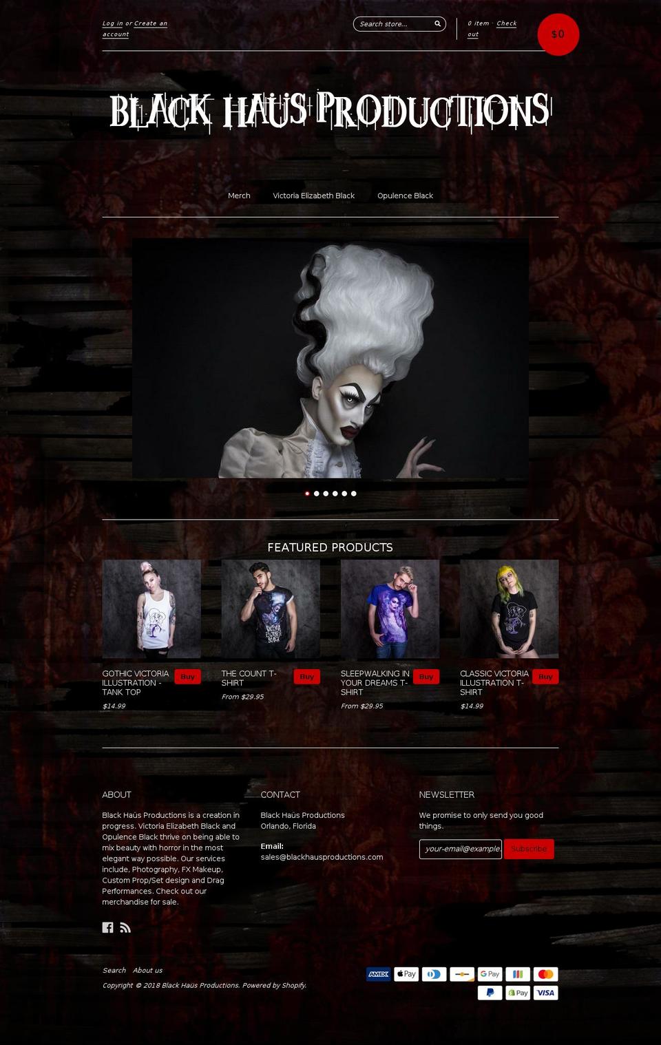 blackhausproductions.com — Shopify storefront screenshot