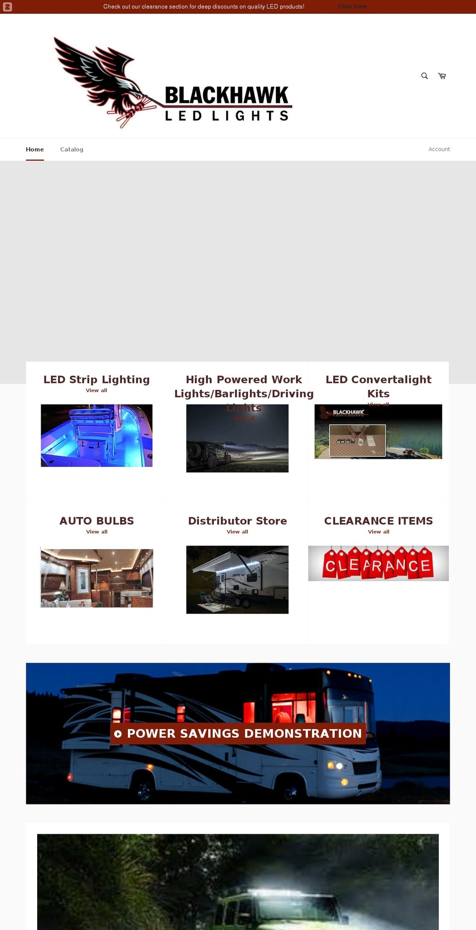 blackhawkledlights.com shopify website screenshot