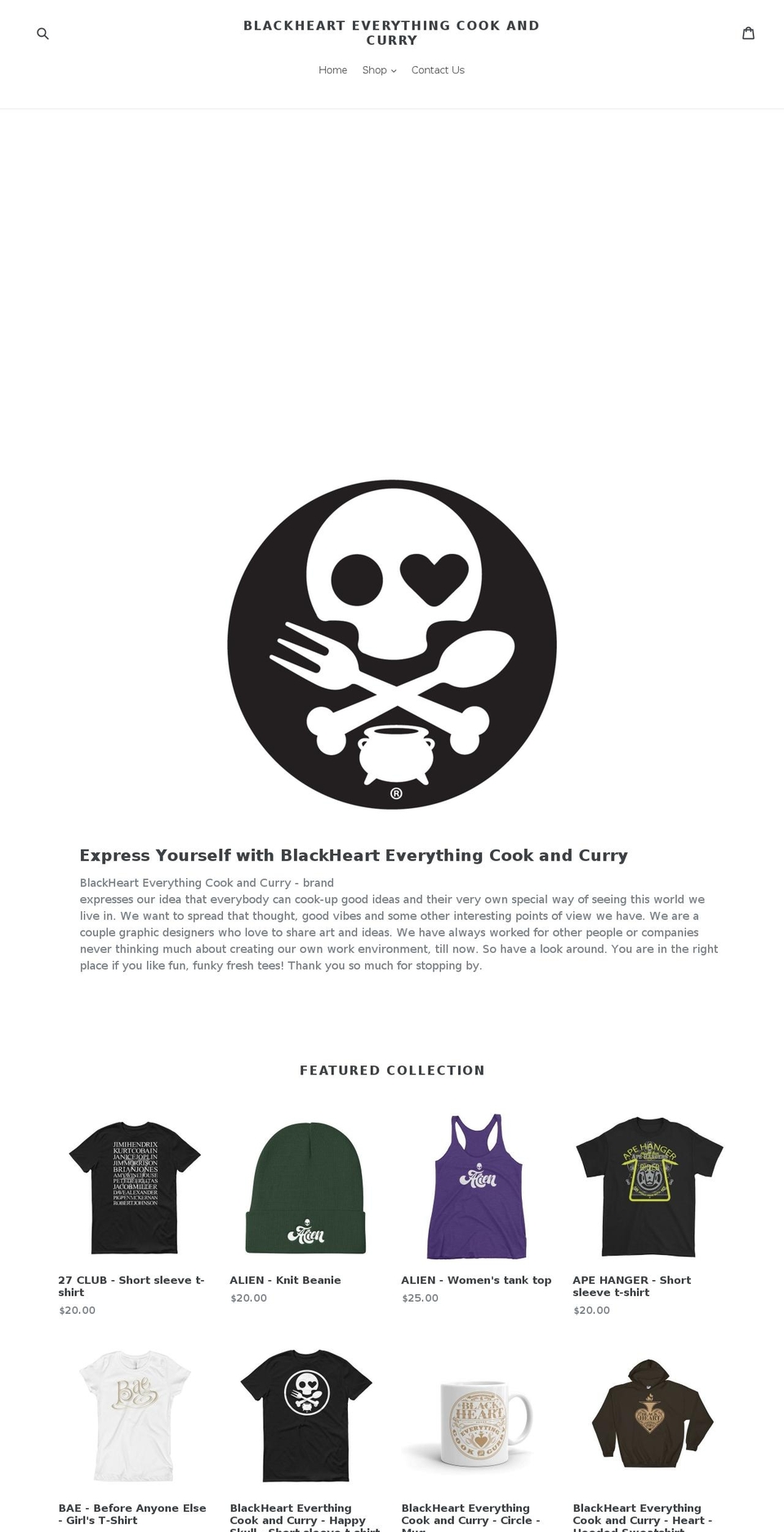 blackhearteverythingcookandcurry.com — Shopify storefront screenshot