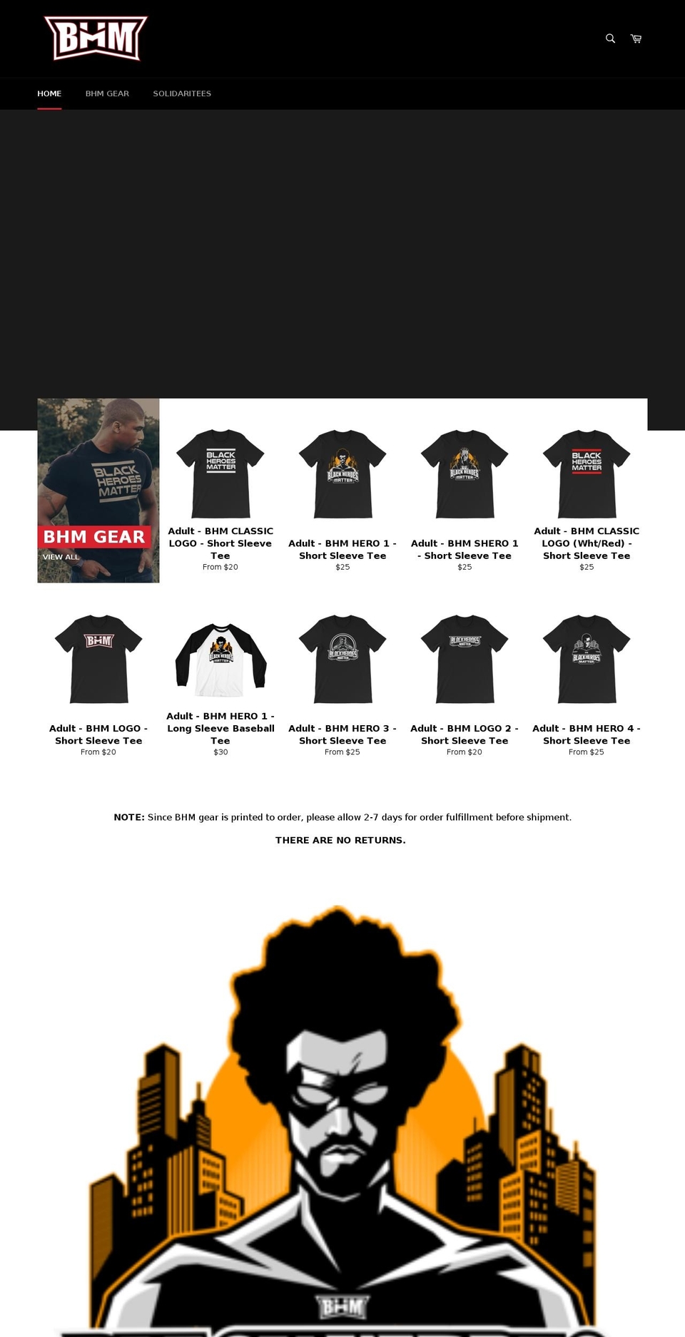 blackheroesmatter.biz shopify website screenshot