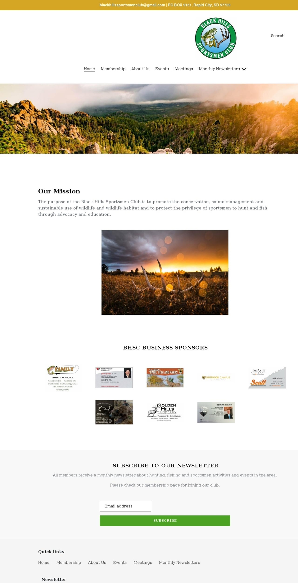 blackhillssportsmenclub.com shopify website screenshot