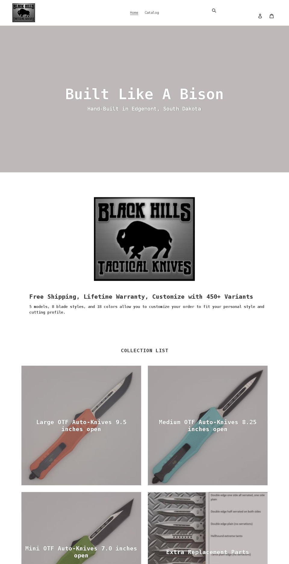 blackhillstacticalknives.com shopify website screenshot