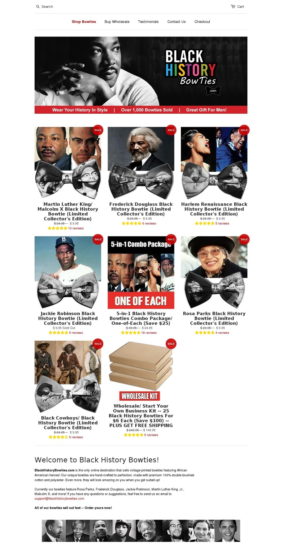 blackhistoryties.com shopify website screenshot