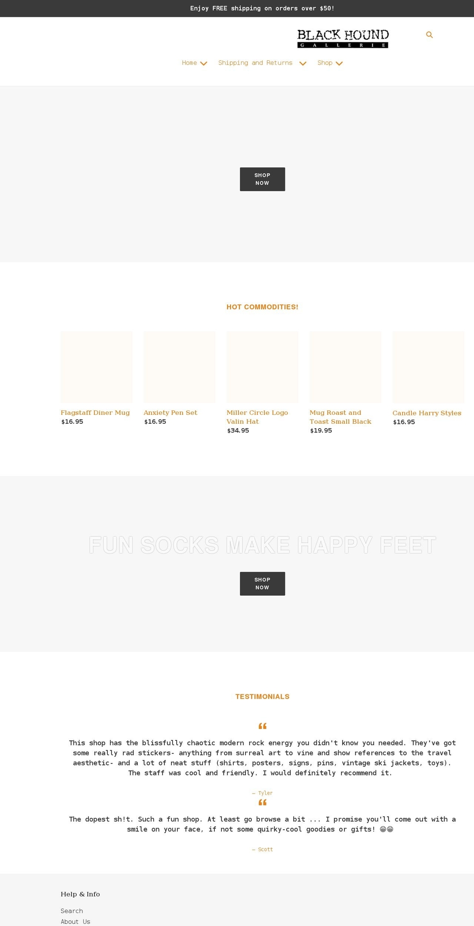 blackhoundgallerie.com shopify website screenshot