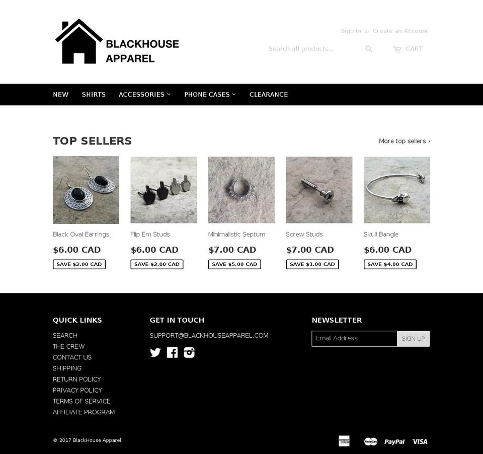 Copy of Main Shopify theme site example blackhouseapparel.com