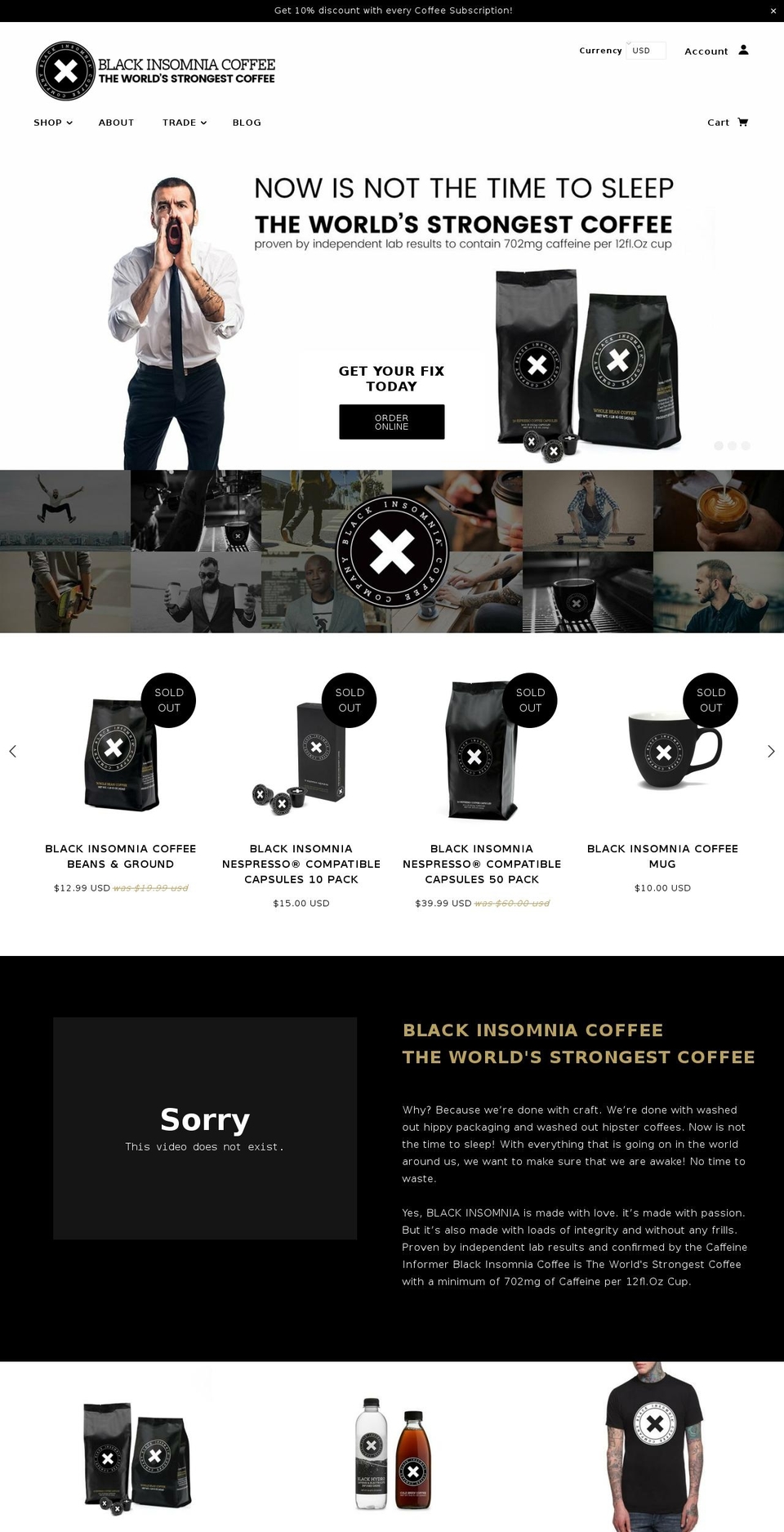 blackinsomnia.coffee shopify website screenshot