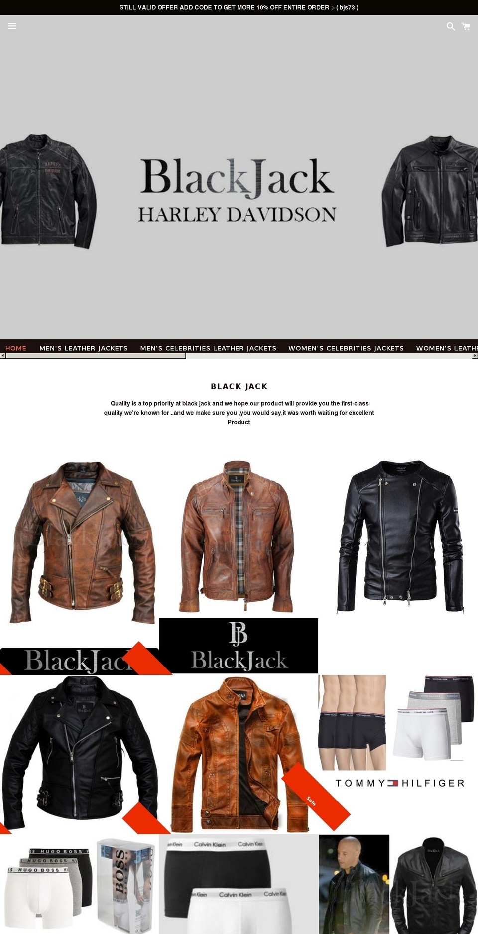 blackjackleathers.com — Shopify storefront screenshot