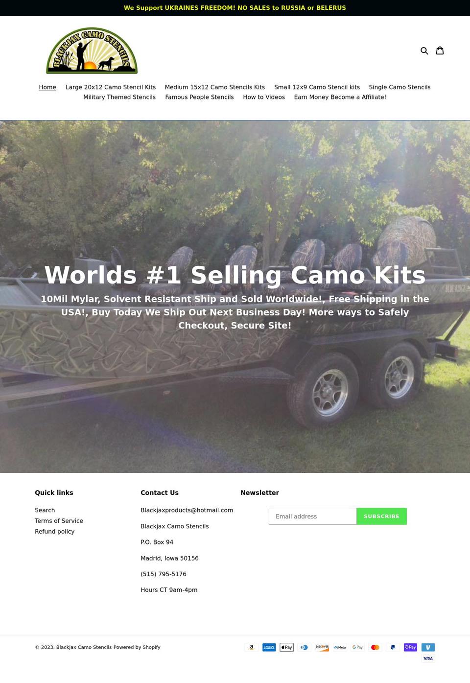 blackjaxcamostencils.com shopify website screenshot