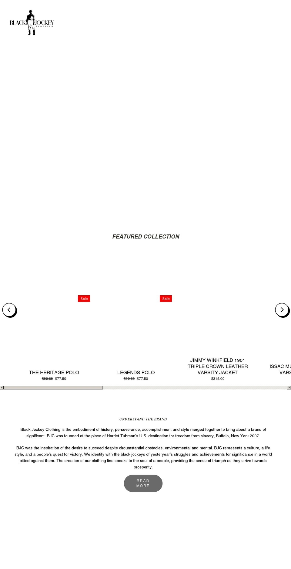 blackjockeyclothing.com shopify website screenshot