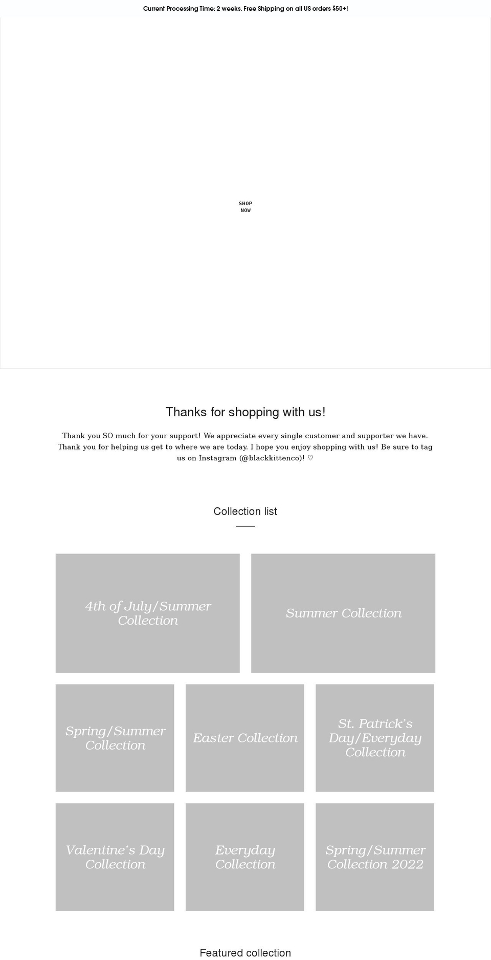 blackkittenco.com shopify website screenshot