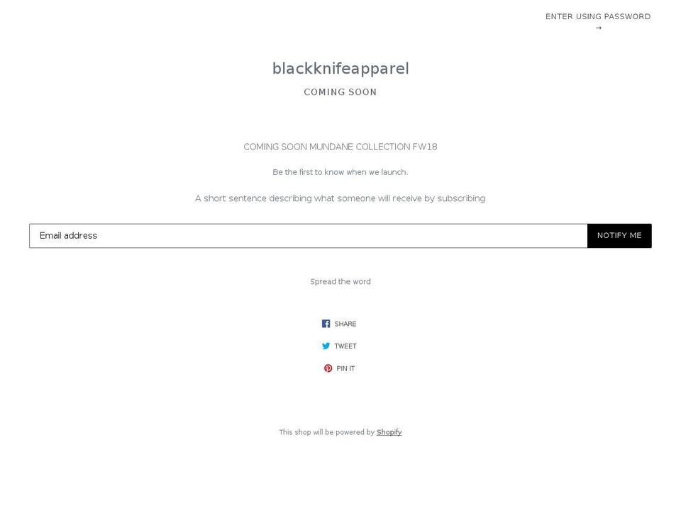 blackknifeapparel.com — Shopify storefront screenshot
