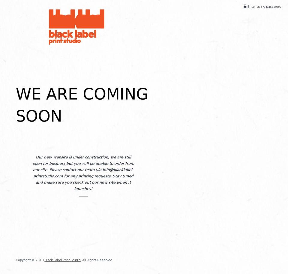 blacklabel-printstudio.com — Shopify storefront screenshot