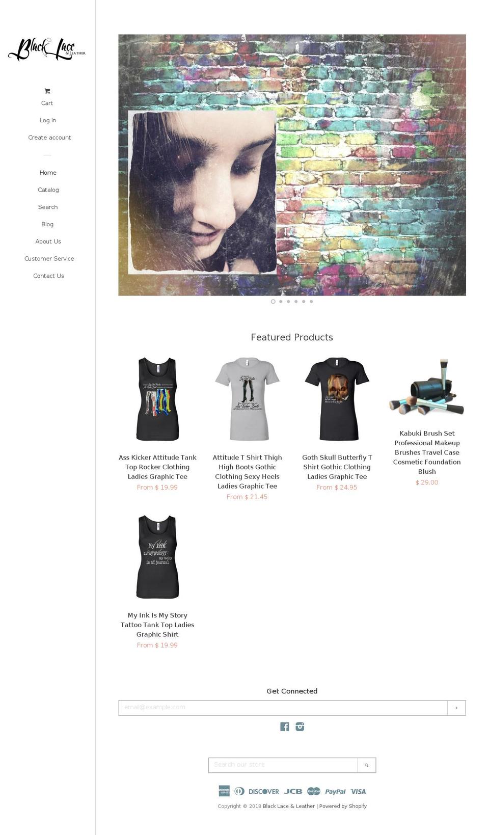 blacklaceandleather.com — Shopify storefront screenshot