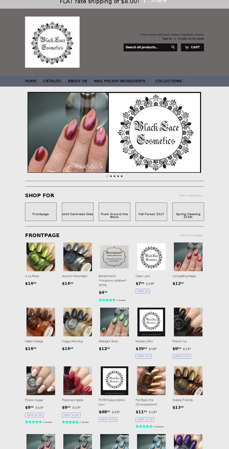 blacklacecosmetics.com — Shopify storefront screenshot