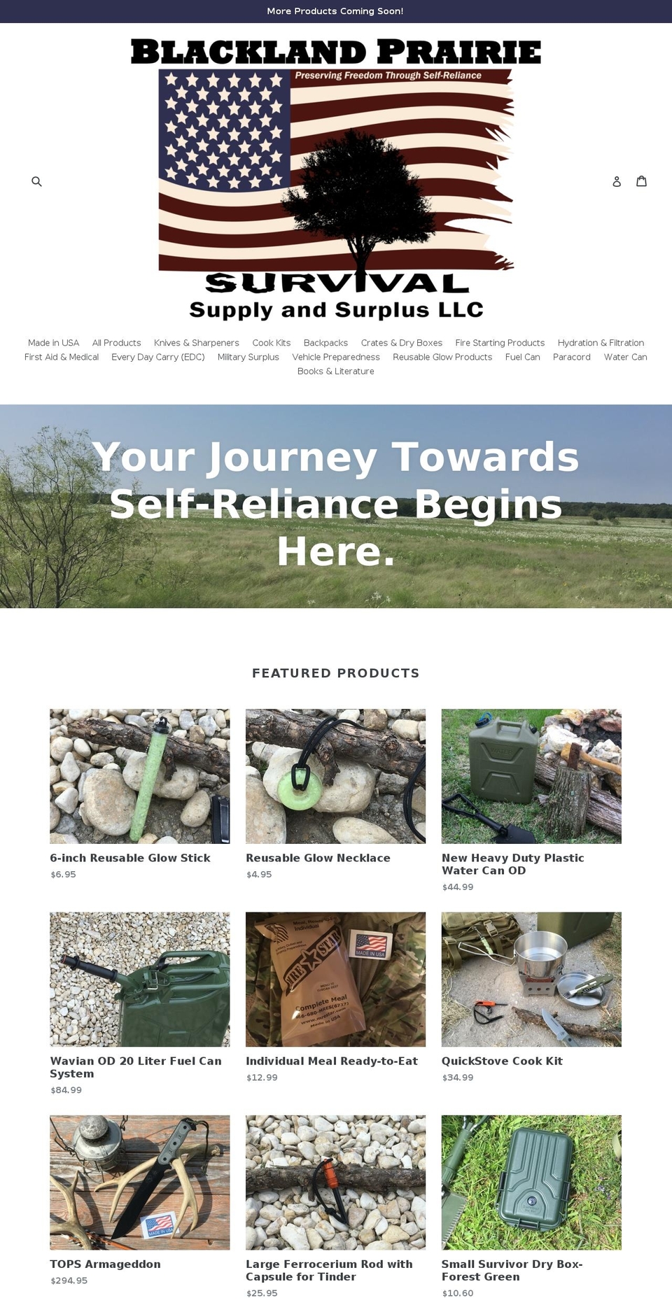 blacklandprairiesurvival.com — Shopify storefront screenshot