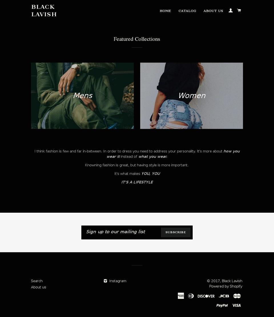 blacklavish.com shopify website screenshot