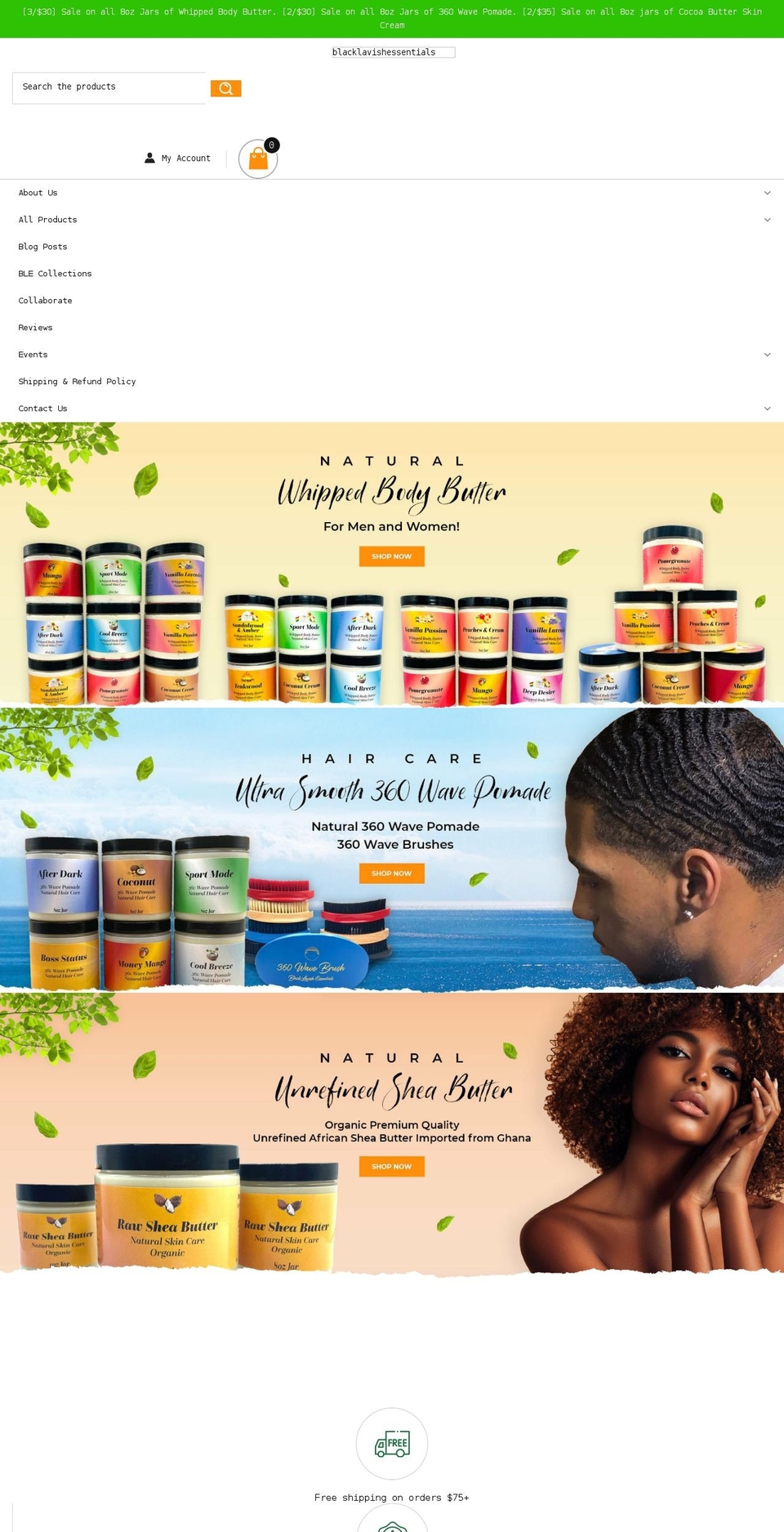 blacklavishessentials.com shopify website screenshot