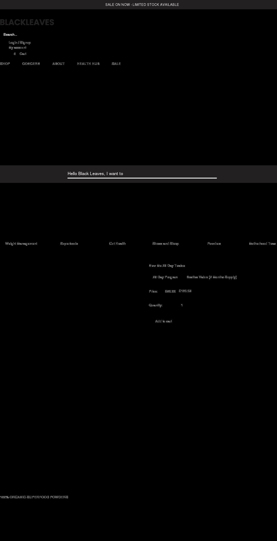 blackleaves.com.au shopify website screenshot